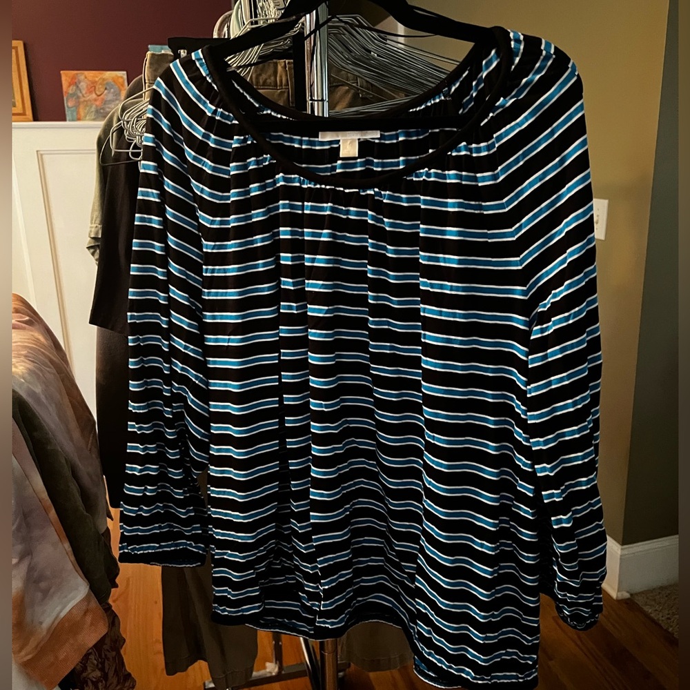 MICHAEL Michael Kors Striped Peasant Top - NWOT - Size XL